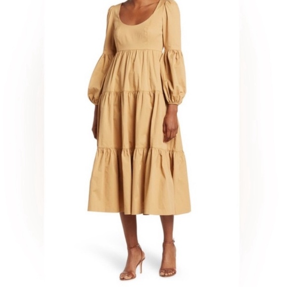 Cinq a Sept Rose Midi Dress in Tan - Picture 1 of 7